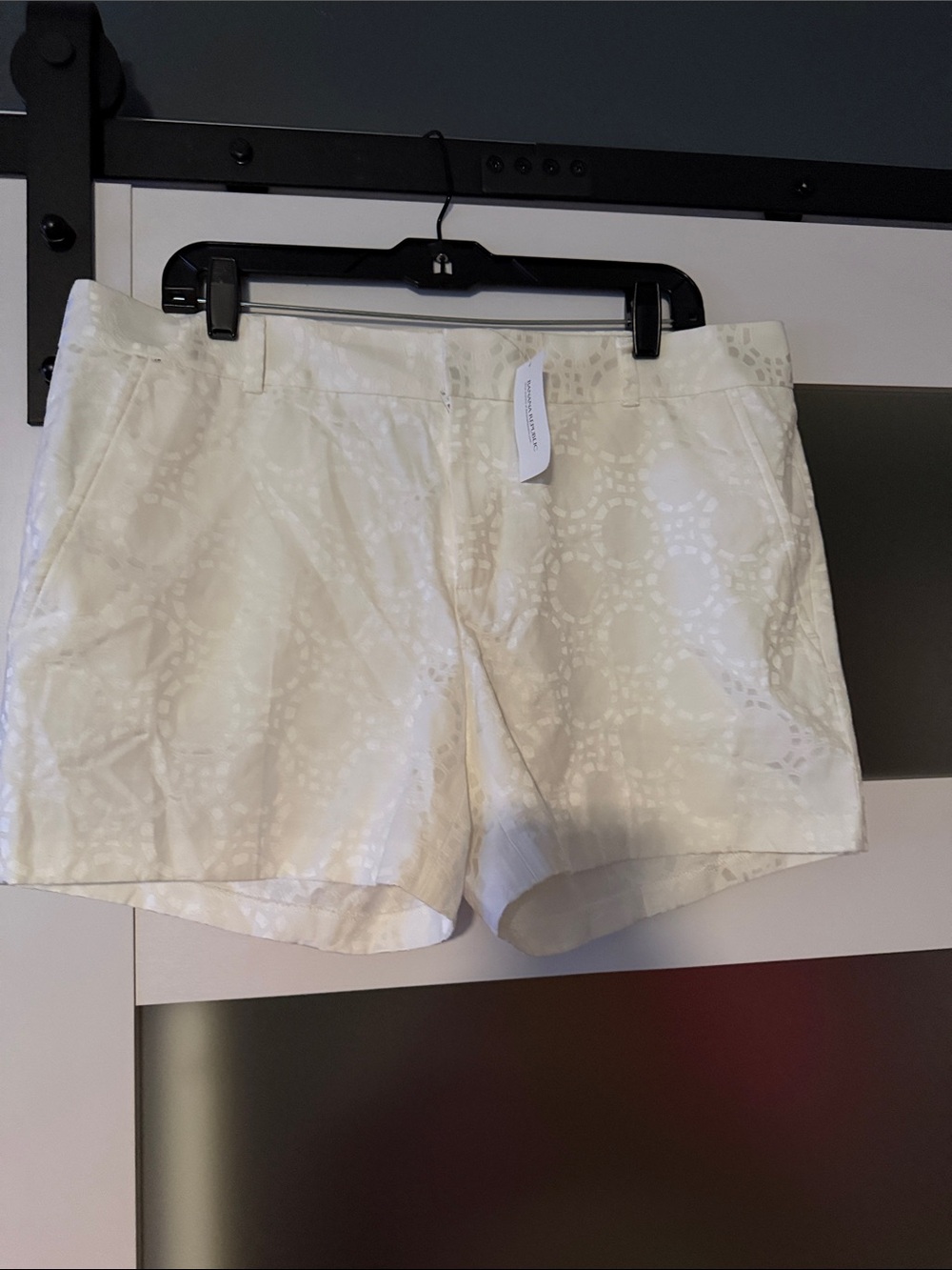 Banana Republic Cream Eyelet Bermuda Shorts